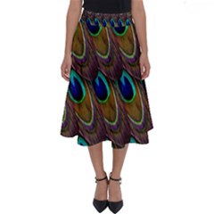 Peacock Feathers Bird Plumage Perfect Length Midi Skirt by Nexatart