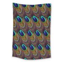 Peacock Feathers Bird Plumage Large Tapestry by Nexatart