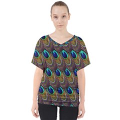 Peacock Feathers Bird Plumage V-neck Dolman Drape Top by Nexatart