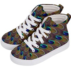 Peacock Feathers Bird Plumage Kid s Hi-top Skate Sneakers by Nexatart