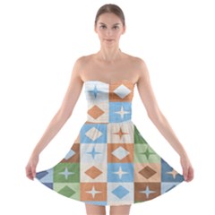 Fabric Textile Textures Cubes Strapless Bra Top Dress by Nexatart