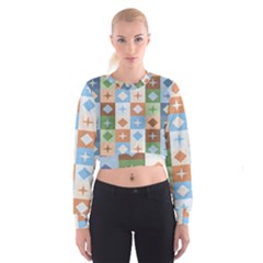 Fabric Textile Textures Cubes Cropped Sweatshirt