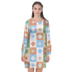 Fabric Textile Textures Cubes Long Sleeve Chiffon Shift Dress  by Nexatart