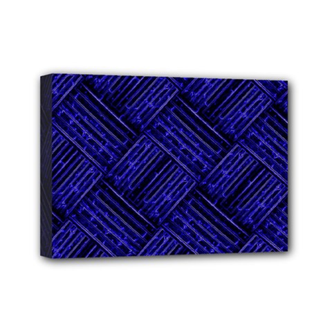 Cobalt Blue Weave Texture Mini Canvas 7  X 5  by Nexatart