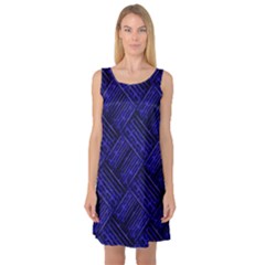 Cobalt Blue Weave Texture Sleeveless Satin Nightdress