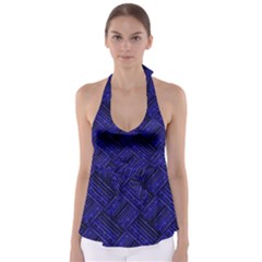 Cobalt Blue Weave Texture Babydoll Tankini Top by Nexatart