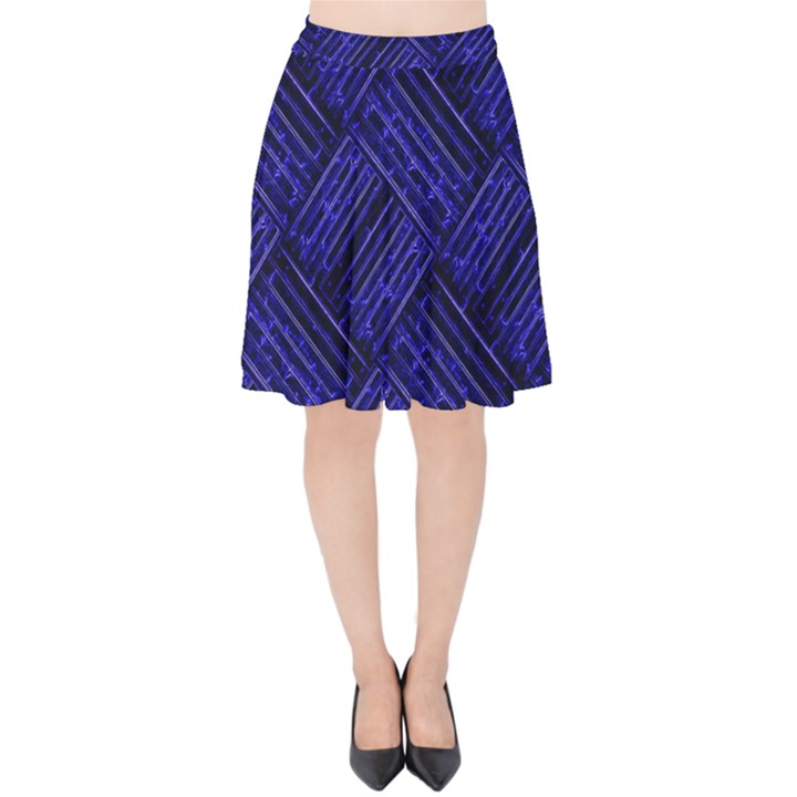 Cobalt Blue Weave Texture Velvet High Waist Skirt