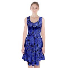 Neon Abstract Cobalt Blue Wood Racerback Midi Dress by Nexatart