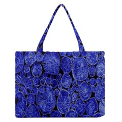 Neon Abstract Cobalt Blue Wood Zipper Medium Tote Bag by Nexatart