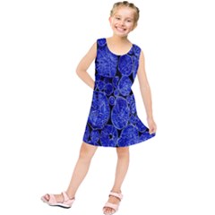 Neon Abstract Cobalt Blue Wood Kids  Tunic Dress by Nexatart