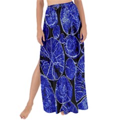 Neon Abstract Cobalt Blue Wood Maxi Chiffon Tie-up Sarong