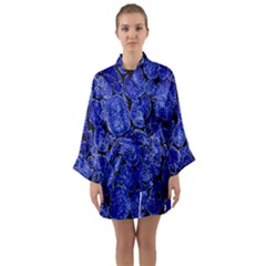 Neon Abstract Cobalt Blue Wood Long Sleeve Kimono Robe