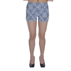 Black And White Oriental Ornate Skinny Shorts by dflcprints