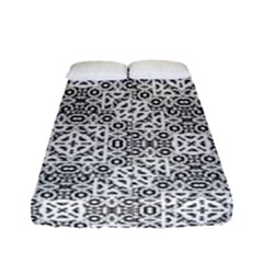 Black And White Oriental Ornate Fitted Sheet (full/ Double Size) by dflcprints