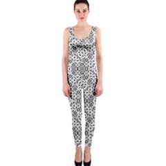 Black And White Oriental Ornate One Piece Catsuit by dflcprints