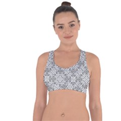 Black And White Oriental Ornate Cross String Back Sports Bra by dflcprints