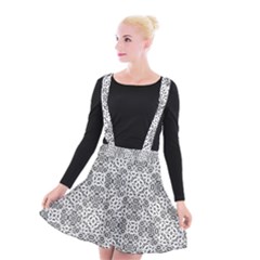 Black And White Oriental Ornate Suspender Skater Skirt by dflcprints