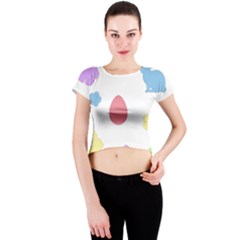 Easter Patches  Crew Neck Crop Top by Valentinaart