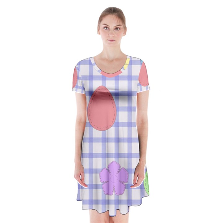 Easter Patches  Short Sleeve V-neck Flare Dress