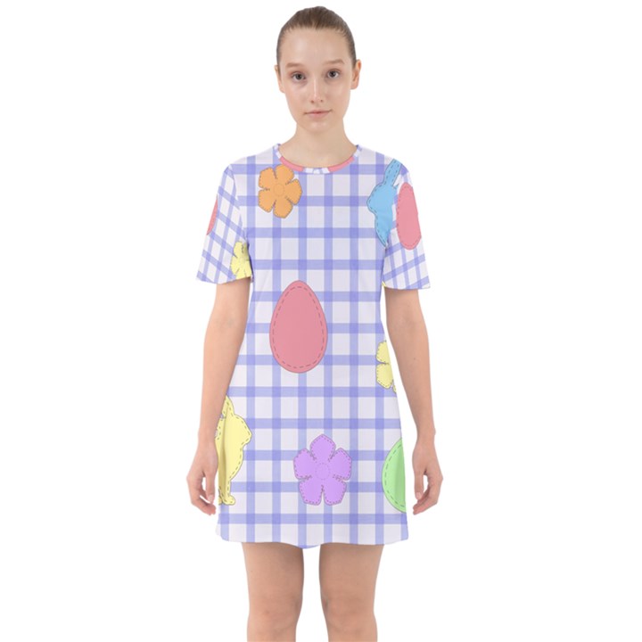 Easter Patches  Sixties Short Sleeve Mini Dress