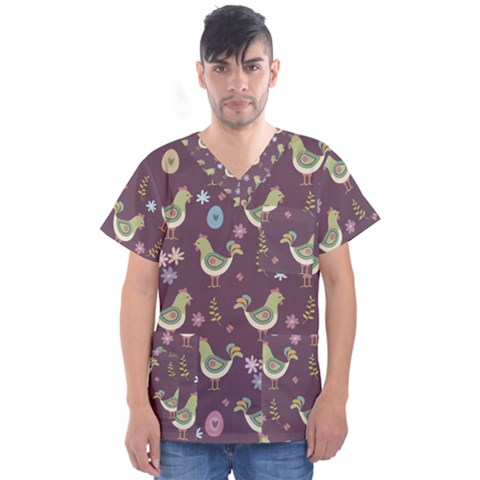 Easter Pattern Men s V-neck Scrub Top by Valentinaart