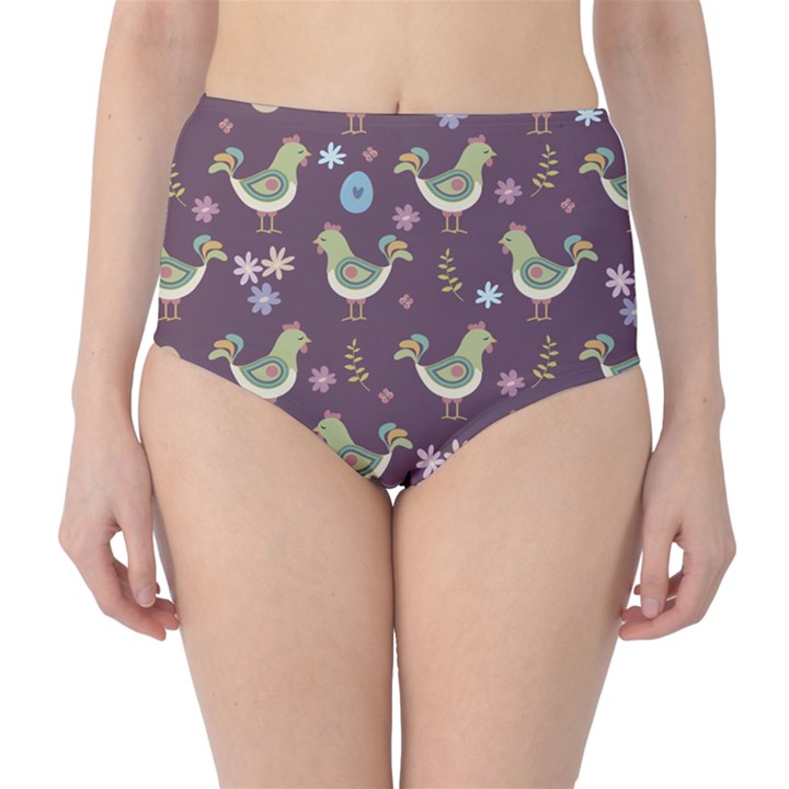 Easter Pattern High-Waist Bikini Bottoms