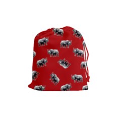 Rhino Pattern Drawstring Pouches (medium)  by Valentinaart