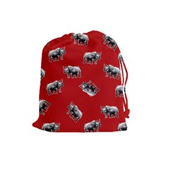 Rhino Pattern Drawstring Pouches (large)  by Valentinaart