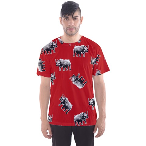 Rhino Pattern Men s Sports Mesh Tee by Valentinaart