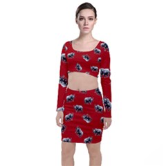 Rhino Pattern Long Sleeve Crop Top & Bodycon Skirt Set by Valentinaart