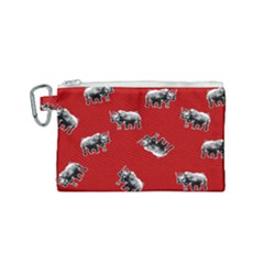 Rhino Pattern Canvas Cosmetic Bag (small) by Valentinaart