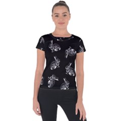 Rabbit Pattern Short Sleeve Sports Top  by Valentinaart