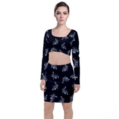 Rabbit Pattern Long Sleeve Crop Top & Bodycon Skirt Set by Valentinaart