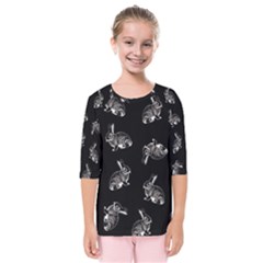 Rabbit pattern Kids  Quarter Sleeve Raglan Tee