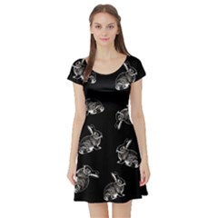 Rabbit pattern Short Sleeve Skater Dress