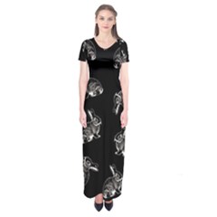 Rabbit pattern Short Sleeve Maxi Dress