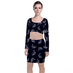 Rabbit pattern Long Sleeve Crop Top & Bodycon Skirt Set