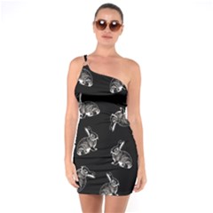 Rabbit pattern One Soulder Bodycon Dress