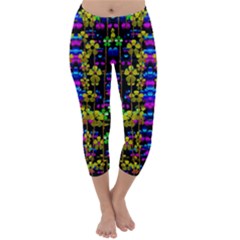 Flowers In The Most Beautiful  Dark Capri Winter Leggings  by pepitasart