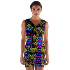 Flowers In The Most Beautiful  Dark Wrap Front Bodycon Dress by pepitasart