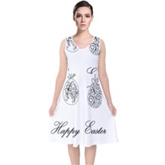 Easter Eggs V-neck Midi Sleeveless Dress 