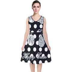 Easter Eggs V-neck Midi Sleeveless Dress 