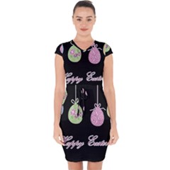 Easter Eggs Capsleeve Drawstring Dress 