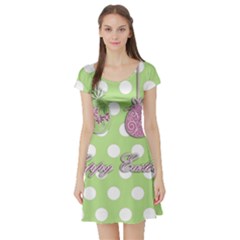 Easter Eggs Short Sleeve Skater Dress