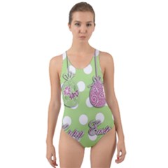 Easter Eggs Cut-out Back One Piece Swimsuit