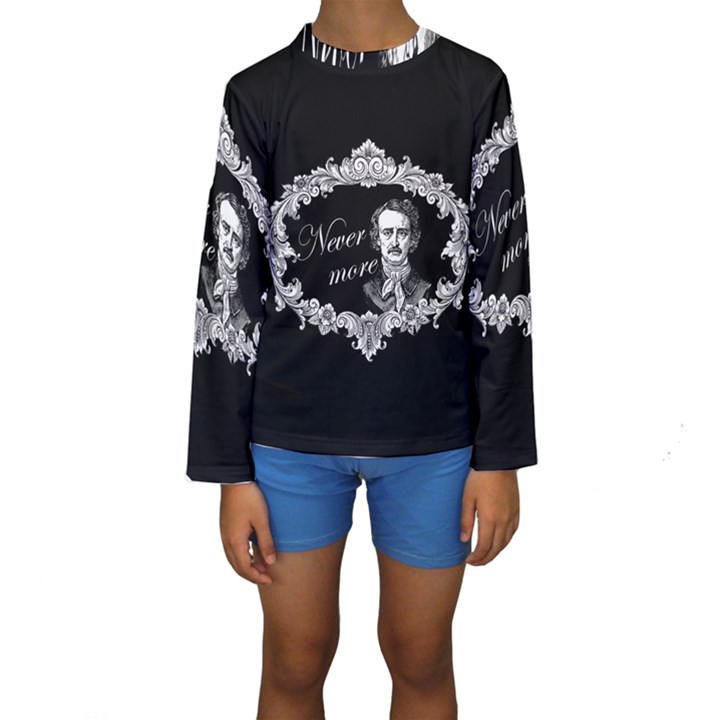 Edgar Allan Poe  - Never More Kids  Long Sleeve Swimwear