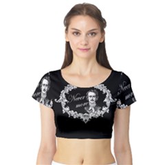 Edgar Allan Poe  - Never More Short Sleeve Crop Top by Valentinaart