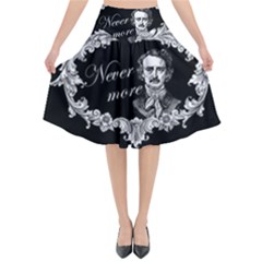 Edgar Allan Poe  - Never More Flared Midi Skirt by Valentinaart