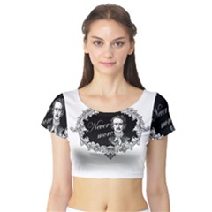 Edgar Allan Poe  - Never More Short Sleeve Crop Top by Valentinaart