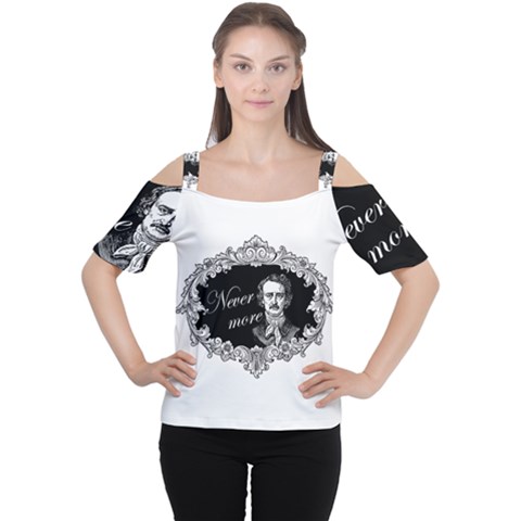 Edgar Allan Poe  - Never More Cutout Shoulder Tee by Valentinaart